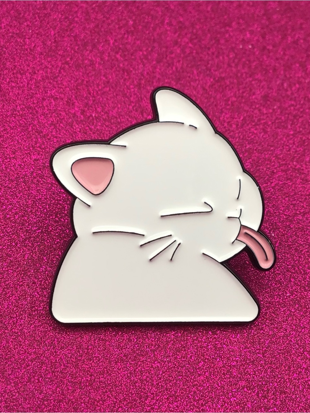 Tongue Out Cat Enamel Pin